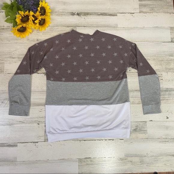 First Love Star Print Colorblock Sweatshirt Women’s Cozy Pullover 🌟 - Picture 5 of 8